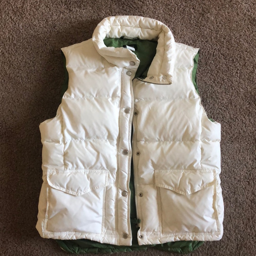 J CREW Ivory Cream Puffer Vest Large